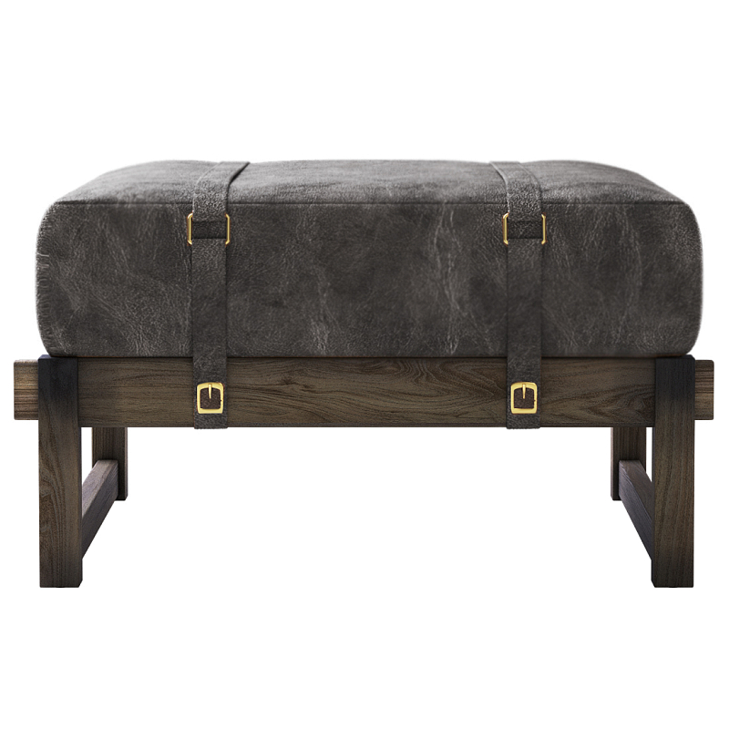 Пуф Duncan винтажная черная кожа  Черный Коричневый винтаж в Нижнем Новгороде | Loft Concept 