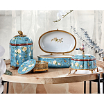 Ваза голубая с крышкой и цветочным узором Genuine Chinese Classics варинант исполнения - 3 | Loft Concept в Нижнем Новгороде