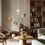 Настольная лампа с бежевым текстурным кольцом и латунным шаром в центре Tactile   варинант исполнения - 6 | Loft Concept в Нижнем Новгороде