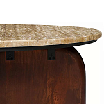 Кофейный столик с круглой столешницей на 2-х массивных деревянных ножках Tandem Travertine and Wood варинант исполнения - 3 | Loft Concept в Нижнем Новгороде