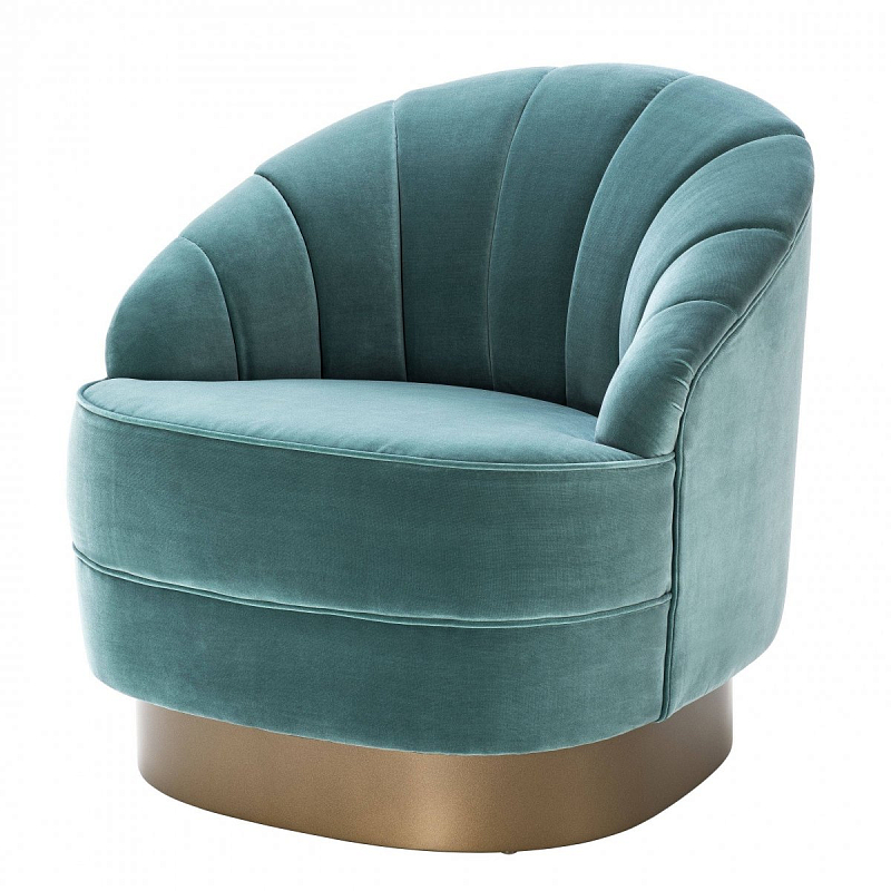 Кресло Eichholtz Chair Hadley Turquoise Бирюзовый матовое золото в Нижнем Новгороде | Loft Concept 