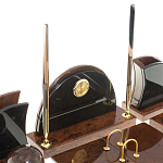 Настольный письменный набор с часами из природного камня обсидиана Oval Office варинант исполнения - 3 | Loft Concept в Нижнем Новгороде