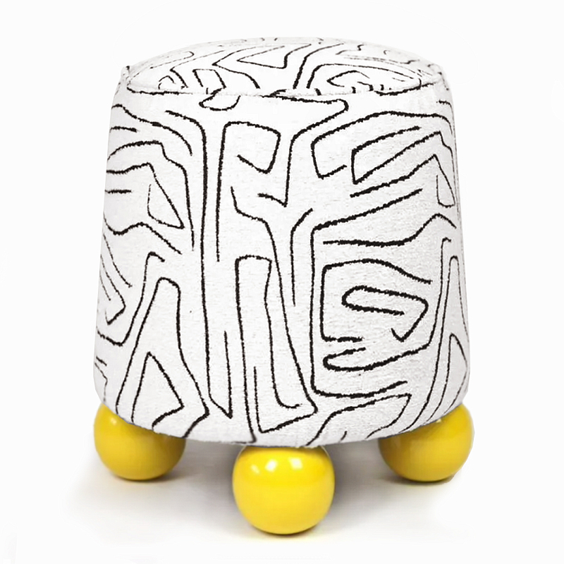 Пуф Wakonda с Желтыми круглыми ножками Белый Желтый в Нижнем Новгороде | Loft Concept 