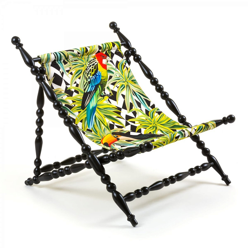 Стул Seletti Heritage Foldable Deckchair Parrots Черный Мульти в Нижнем Новгороде | Loft Concept 