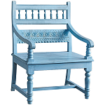 Деревянное кресло из массива манго с резным декором Eutropio Grey Mango Chair Blue варинант исполнения - 1 | Loft Concept в Нижнем Новгороде