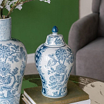 Ваза с крышкой и голубым цветочным рисунком на белом фоне Blue & White Ornament варинант исполнения - 4 | Loft Concept в Нижнем Новгороде