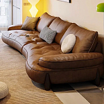 Диван кожаный с каркасом из массива дерева Medieval Furniture варинант исполнения - 4 | Loft Concept в Нижнем Новгороде