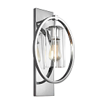 Бра цвета хром с круглой рамой и цилиндрическим прозрачным стеклянным плафоном на прямоугольном основании Feiss варинант исполнения - 1 | Loft Concept в Нижнем Новгороде