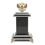 Часы настольные бронзовые с Гербом России из натурального камня Змевик Stone Clock варинант исполнения - 3 | Loft Concept в Нижнем Новгороде