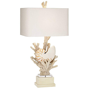 Nautilus Shell and White Coral Table Lamp