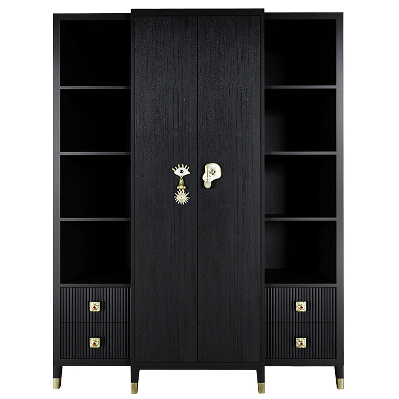 Большой шкаф с витриной Elsa Dreams Black Черный Золотой в Нижнем Новгороде | Loft Concept 