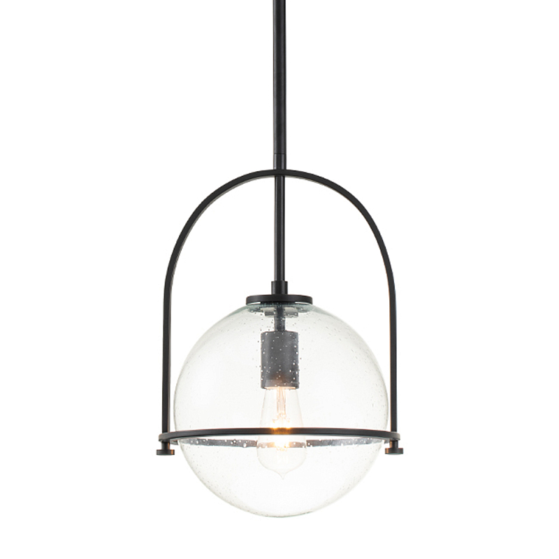 Подвесной светильник с прозрачным плафоном в форме шара в арочной подвеске Hinkley Латунь Прозрачное Стекло Черный Никель в Нижнем Новгороде | Loft Concept 