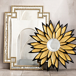 Зеркало-солнце в раме золотого и черного цвета Rays of Peace варинант исполнения - 3 | Loft Concept в Нижнем Новгороде