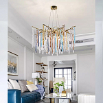 Люстра на подвесе с каркасом из металла и цветными подвесками из стекла Droplet Chandelier варинант исполнения - 1 | Loft Concept в Нижнем Новгороде