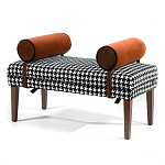 Банкетка Banquette PIED DE POULE Orange с принтом гусиная лапка Оранжевые валики варинант исполнения - 3 | Loft Concept в Нижнем Новгороде