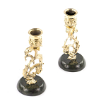Подсвечники бронзовые на подставке из натурального камня нефрит Stone Candlestick варинант исполнения - 2 | Loft Concept в Нижнем Новгороде