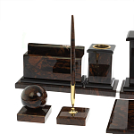 Настольный письменный набор с часами из природного камня обсидиана  Gift for Manager варинант исполнения - 4 | Loft Concept в Нижнем Новгороде