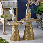Журнальный столик с конусообразной основой и текстурной поверхностью золотого цвет Ethnic Metal варинант исполнения - 5 | Loft Concept в Нижнем Новгороде