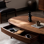 Кофейный стол овальный из дерева с 2-мя ящиками Coffee Walnut Table варинант исполнения - 7 | Loft Concept в Нижнем Новгороде