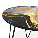 Стол журнальный с круглой столешницей из стекла Gold and Black Marble варинант исполнения - 3 | Loft Concept в Нижнем Новгороде