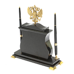 Часы настольные с Гербом России и 2-мя шариковыми ручками в комплекте Stone Clock варинант исполнения - 7 | Loft Concept в Нижнем Новгороде