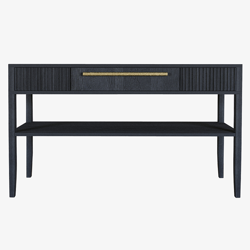 Дизайнерская Консоль с полкой и ящиком Primo Черный дуб Черный Золотой в Нижнем Новгороде | Loft Concept 