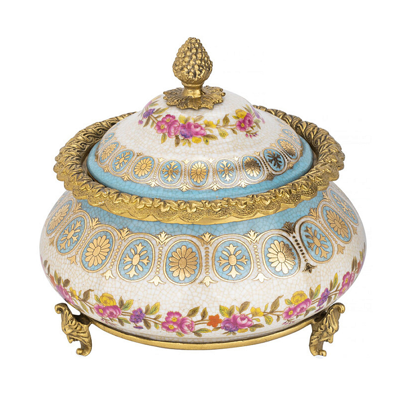 Шкатулка фарфоровая с цветочной росписью Eden Garden Бронза Мульти в Нижнем Новгороде | Loft Concept 