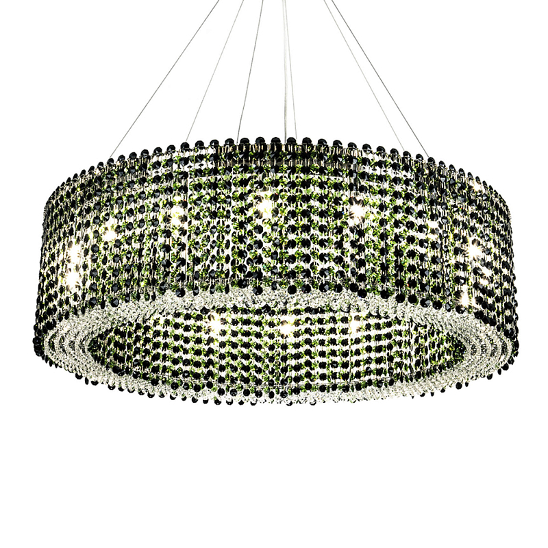 Круглая люстра с хрустальными подвесками Crystal Art Chrome Green Chandelier 12 Хром Зеленый Черный в Нижнем Новгороде | Loft Concept 