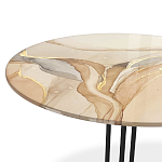 Стол журнальный круглый с бежевой столешницей из стекла Beige Marble варинант исполнения - 3 | Loft Concept в Нижнем Новгороде
