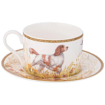 Чайная пара из фарфора с изображением собаки и зайцев 300 мл Hunting Porcelain Collection 2 варинант исполнения - 1 | Loft Concept в Нижнем Новгороде