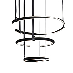 Люстра подвесная с 3-мя кольцами из кожаных ремней черного цвета Half Ring Horizontal  варинант исполнения - 1 | Loft Concept в Нижнем Новгороде