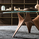 Дизайнерский круглый обеденный стол стеклянный с фигурным подстольем из цемента ARC Dining Table варинант исполнения - 4 | Loft Concept в Нижнем Новгороде