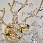 Бра золотого цвета с декоративными ветвями и прозрачными подвесками в форме листьев Droplet Chandelier варинант исполнения - 4 | Loft Concept в Нижнем Новгороде