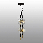 Подвесной светильник с 2-мя прозрачными стеклянными плафонами и золотистыми центральными вставками Virelia  варинант исполнения - 4 | Loft Concept в Нижнем Новгороде