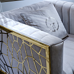 Кресло велюровое серое с фактурным каркасом золотистого цвета Best Traits варинант исполнения - 3 | Loft Concept в Нижнем Новгороде