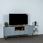 ТВ-тумба серая из массива бука с 2-мя дверками и ящиком Wenge Light варинант исполнения - 7 | Loft Concept в Нижнем Новгороде