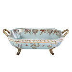 Блюдо прямоугольное из голубого фарфора с ручками и рисунком птиц и цветов Blue Garden варинант исполнения - 1 | Loft Concept в Нижнем Новгороде