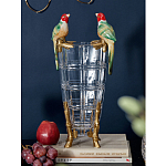 Ваза из прозрачного стекла с бронзовыми ножками и фигурками попугаев Eden Garden porcelain and bronze варинант исполнения - 1 | Loft Concept в Нижнем Новгороде