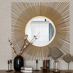Зеркало-солнце круглое с золотыми лучам Sunrise варинант исполнения - 2 | Loft Concept в Нижнем Новгороде