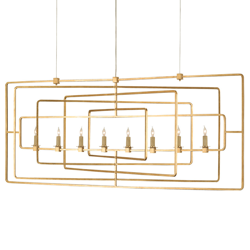 Люстра золотая из пересекающихся прямоугольных элементов Thin Intersecting Rectangles Золотой в Нижнем Новгороде | Loft Concept 