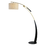 Торшер с изогнутой черной металлической ножкой и цилиндрическим абажуром из ткани Arched Metal Base  варинант исполнения - 1 | Loft Concept в Нижнем Новгороде