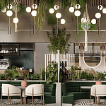 Люстра на штанге с 4-мя белыми шарообразными плафонами Bubble Chandelier варинант исполнения - 4 | Loft Concept в Нижнем Новгороде