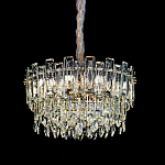 Круглая люстра с хрустальными подвесками на золотистом каркасе Gorgeous Crystal Light варинант исполнения - 1 | Loft Concept в Нижнем Новгороде