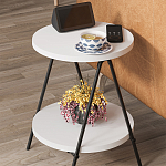 Стол приставной с 2-мя круглыми белыми столешницами ESSEL SIDE TABLE WHITE варинант исполнения - 9 | Loft Concept в Нижнем Новгороде