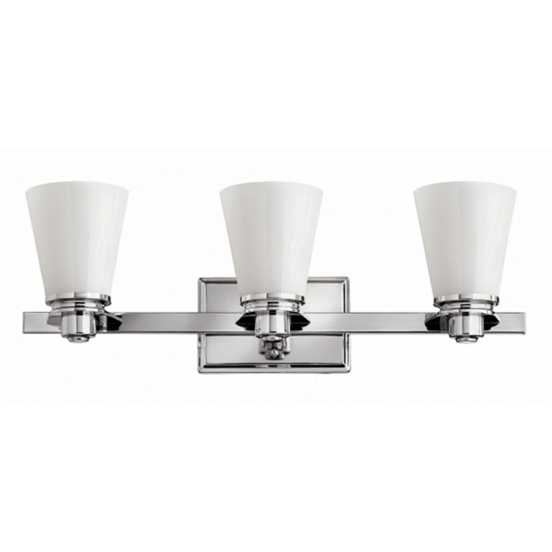Бра для ванных комнат с белыми стеклянными конусными плафонами Hinkley Хром Белый в Нижнем Новгороде | Loft Concept 