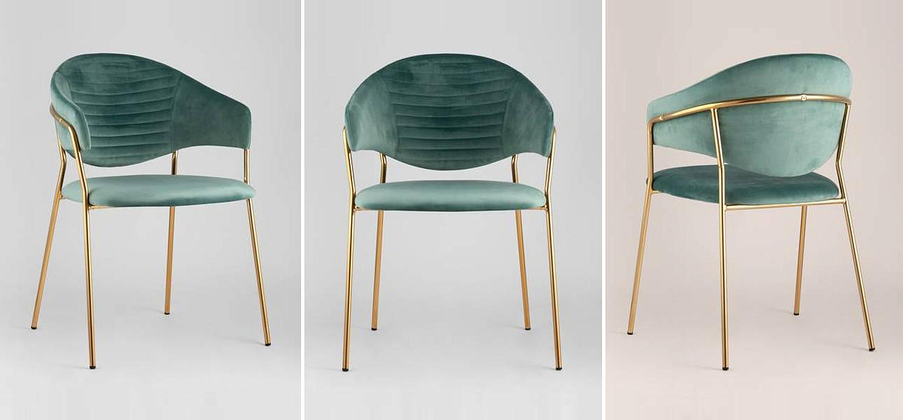 Стул Alexis Chair Велюр Мятный цвет Золотые ножки Стул Alexis Chair Велюр Мятный цвет Золотые ножки - Loft-Concept в Нижнем Новгороде