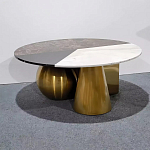 Дизайнерский журнальный стол с круглой столешницей на 3-х геометрических ножках Lehumod варинант исполнения - 1 | Loft Concept в Нижнем Новгороде