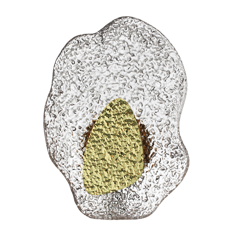 Бра с рельефным волнообразным стеклянным плафоном и вставкой из мрамора Liquid Stone Золотой Прозрачное Стекло Никель в Нижнем Новгороде | Loft Concept 