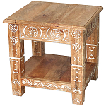 Кофейный стол из массива манго с резьбой Vallez Grey Mango Coffee Table варинант исполнения - 1 | Loft Concept в Нижнем Новгороде