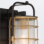 Настенный фонарь цилиндрической формы с рифленым стеклом в золотом каркасе на черном прямоугольном основании Eurofase варинант исполнения - 16 | Loft Concept в Нижнем Новгороде